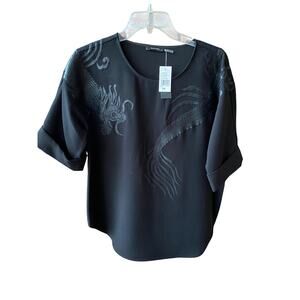 New Natori Black Dragon Popover Shirt -XS - New With Tags
